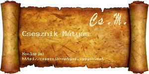 Csesznik Mátyás névjegykártya